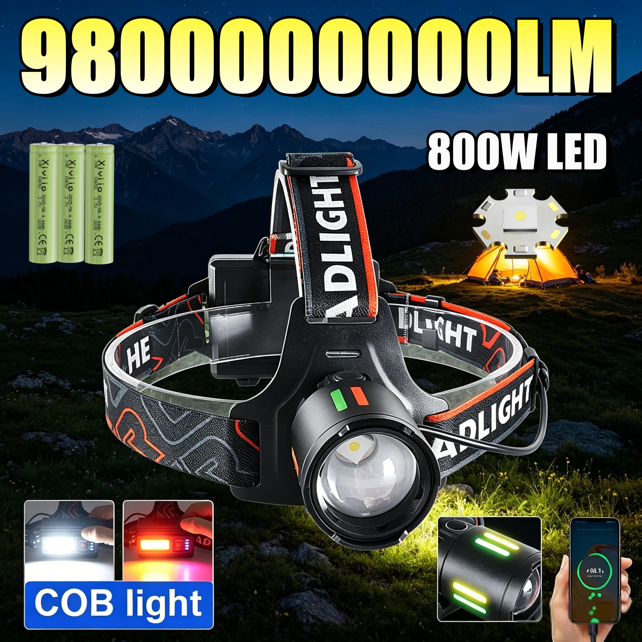 Headlamp Tactical Bright - Super Bright Rechargeable Headlight High Power