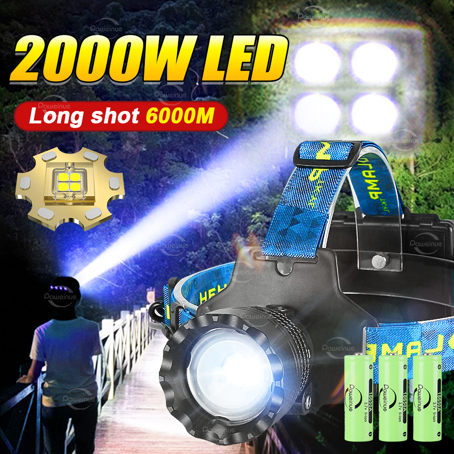 Headlamp Tactical Bright - 2000W Most Powerful LED Headlamp Super