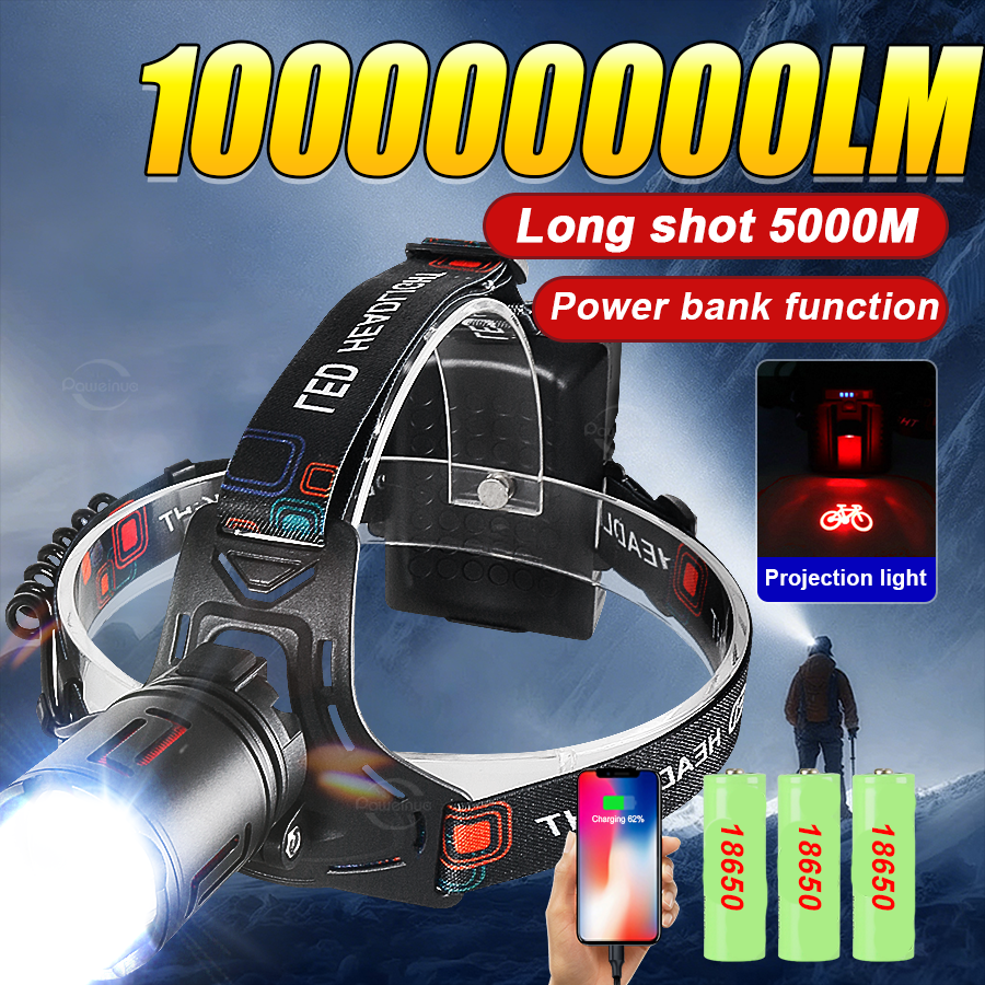 Headlamp Tactical Bright - 100000000LM Ultra Bright Headlamp Zoom USB