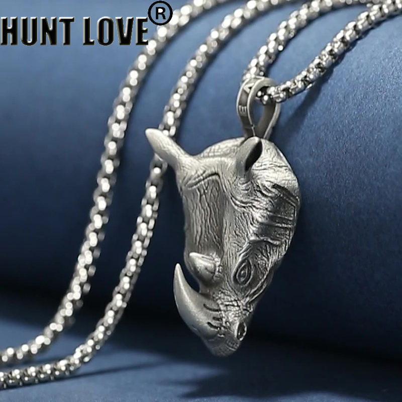 1Pcs Pure Tin Rhino Head Penda - Wildman Hunting & Outdoor Photos recensione e prezzo