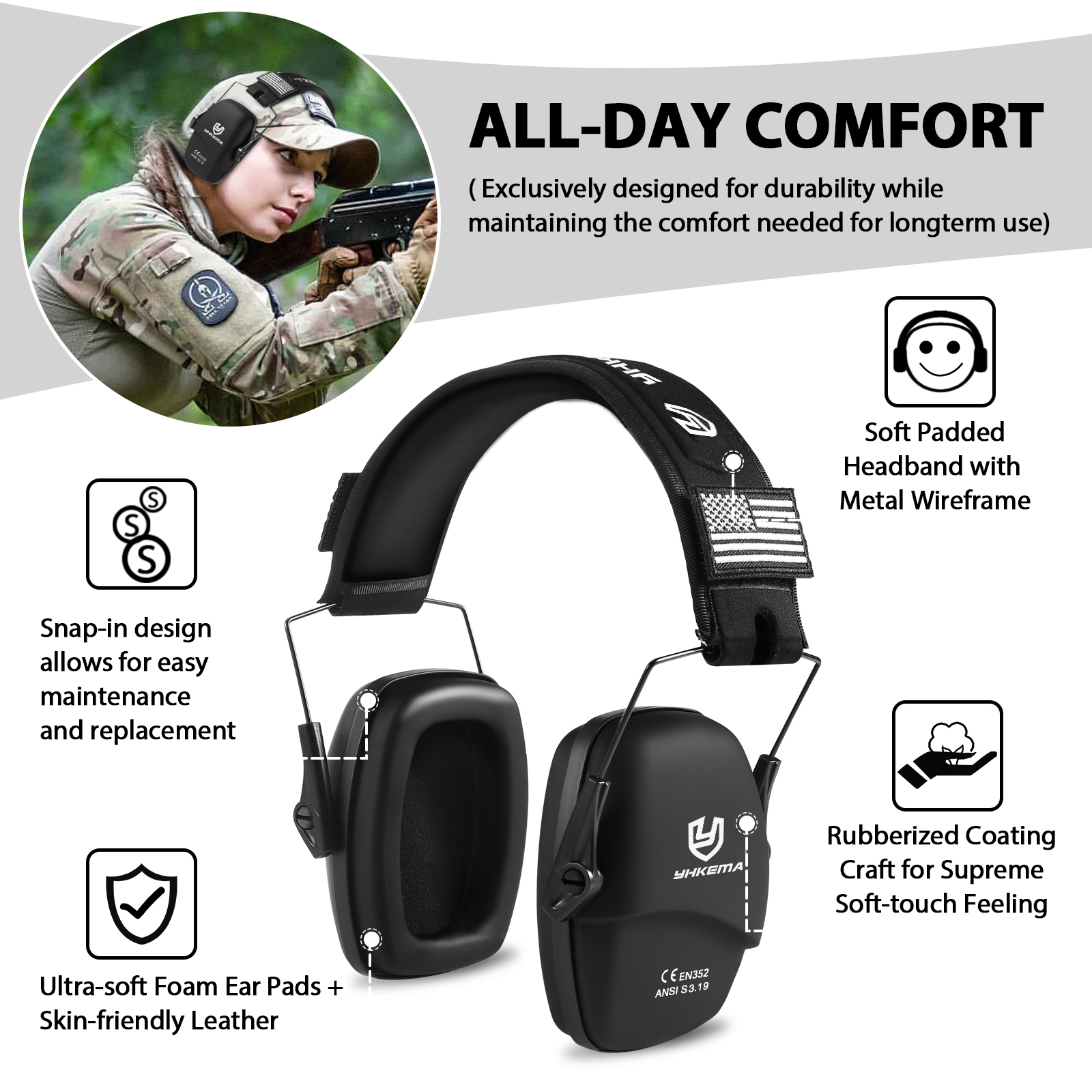 YHKEMA Tactical Headset Ear Pr - Shooting Ear Muff recensione e prezzo