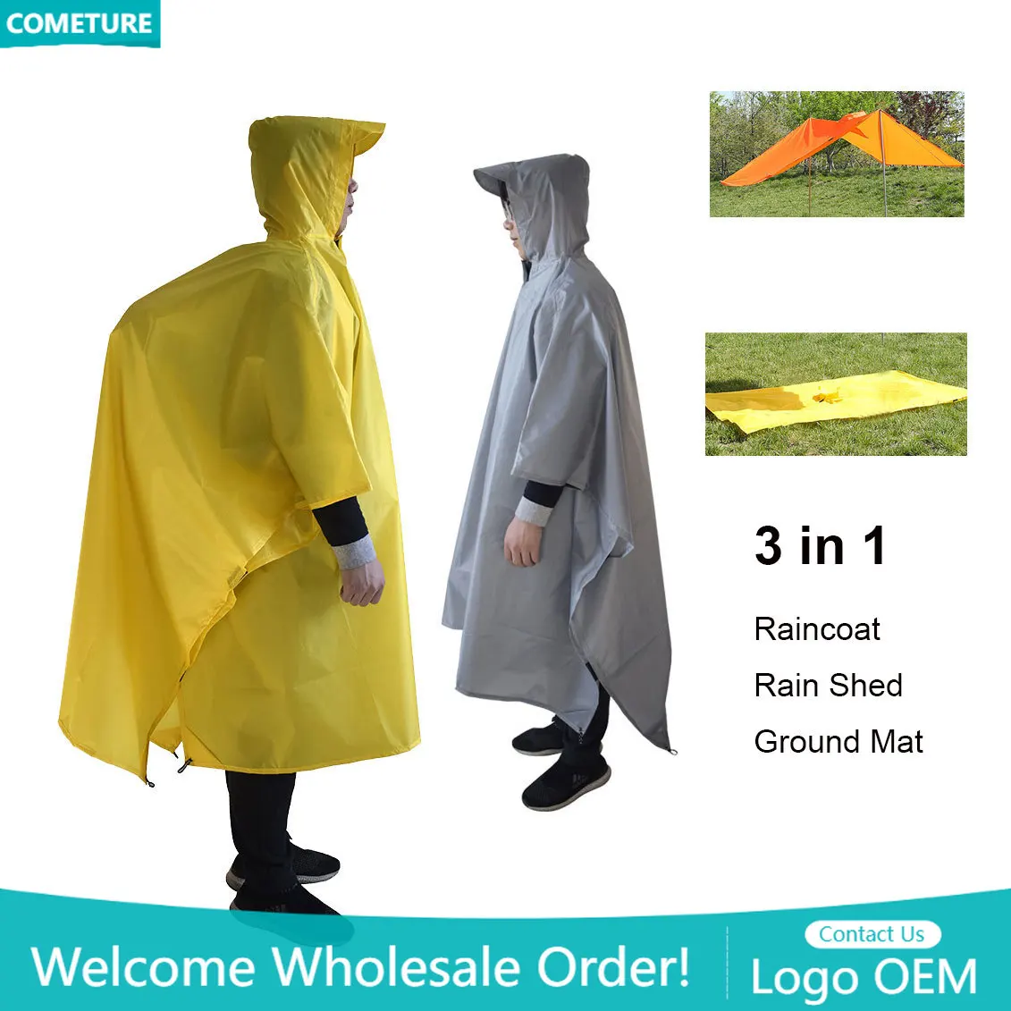 Raincoat 3 In 1 Hiking Poncho  - Hunting Outdoor Mat recensione e prezzo
